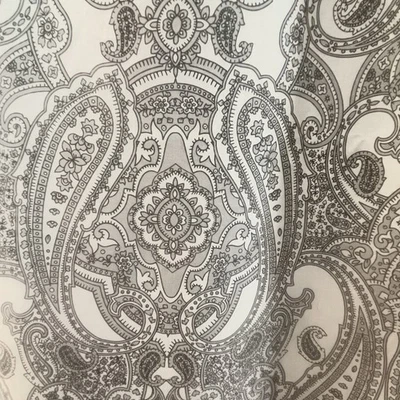 IKEA JATTEVALLMO Shower Curtain Paisley Gray White Classic 100% Cotton 71x71 EUC - Image 1 of 4