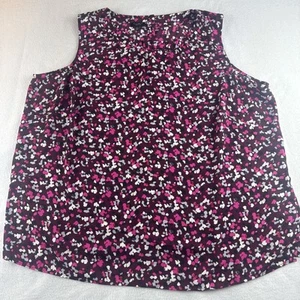 Blusa Talbots Sin Mangas Estampado Granate Pequeño Cuello Volantes Para Mujer Talla 2XP - Imagen 1 de 8