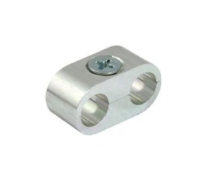 Dual Cable Holder Clamp for Throttle/Idle Cables or Wiring - Chrome, 8mm Hole  - Picture 1 of 4