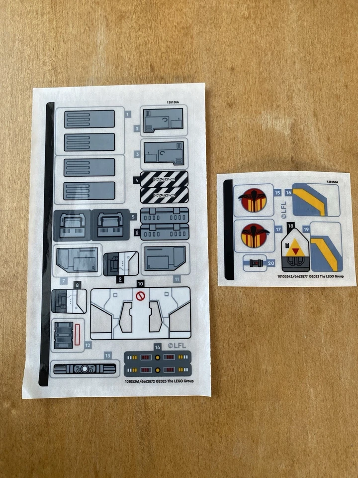 Folhas adesivas Lego Star Wars para conjunto Ghost & Phantom II - Imagem 1 de 1