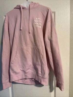 Sudadera con Capucha Anti Social Club Unisex Rosa Floral Gráfico Logo Pullover Raro Med Foto 1 de 4