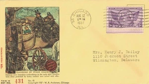1937 Chicago Jubiläumsjahr Brief: Reisen mit Postkutsche, W. R. Anderson #10 - Bild 1 von 2