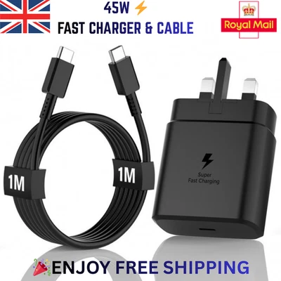 Genuine 45W Super-Fast Charger Adapter Plug & Cable for Samsung Galaxy S24 S25+ - Image 1 of 4