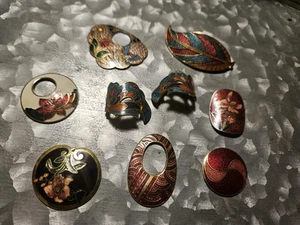 RIESIGES KONVOLUT 10 TEILE CLOISONNE TEILE FÜR SCHMUCKHERSTELLUNG & BASTELN - Bild 1 von 2