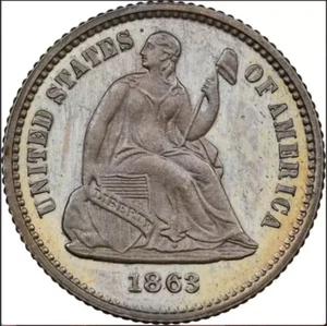 1863 NGC PR64 CAC + CMQ 18,000 Minted + 460 Proof CIVIL WAR Key Seated Half Dime - Picture 1 of 7