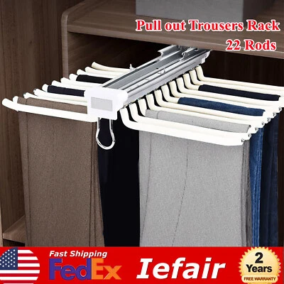 Soporte para pantalones de 22 brazos extraíble de acero inoxidable con estante para pantalones armario colgador beige Foto 1 de 4