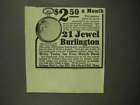 1917 Burlington 21 Jewel Watch Ad