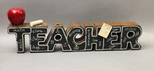 Wooden Hand Painted Teacher Sign for Desk and Holds Chalk