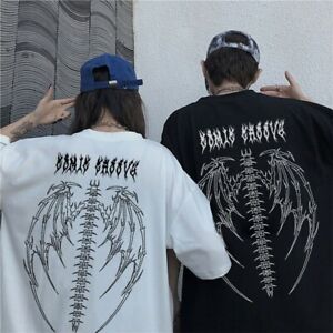 Damen T-Shirt Harajuku Y2K Kurzärmelig Oberteile Vintage Demon Punk Streetwear