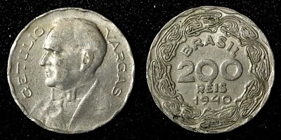 BRAZIL Copper-Nickel 1940 200 Reis Getúlio Dornelles Vargas KM# 545 (27 772) - Image 1 of 3