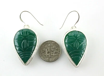 Pendiente de plata de piedras preciosas en forma de pera de par tallado a man... - Imagen 1 de 4