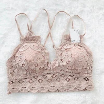 Bralette de encaje de ganchillo acolchado gris violeta anémona con correas ajustables grande Foto 1 de 4