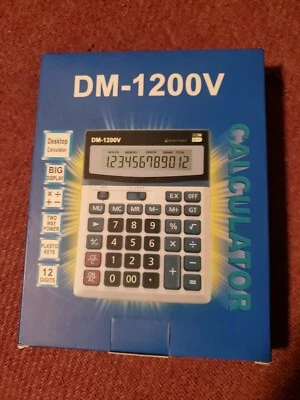Calculator DM 1200V Electronic Desktop BIG Numbers 12 DIGIT Two Way Power - Image 1 of 3