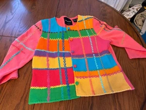 maglione cardigan vintage michael simon donna petite S PS colorato - Foto 1 di 3