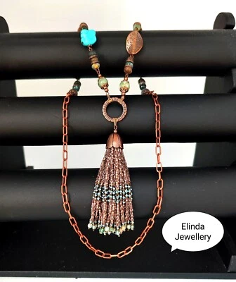 Lange Halskette mit Quaste Anhänger - Bild 1 von 3