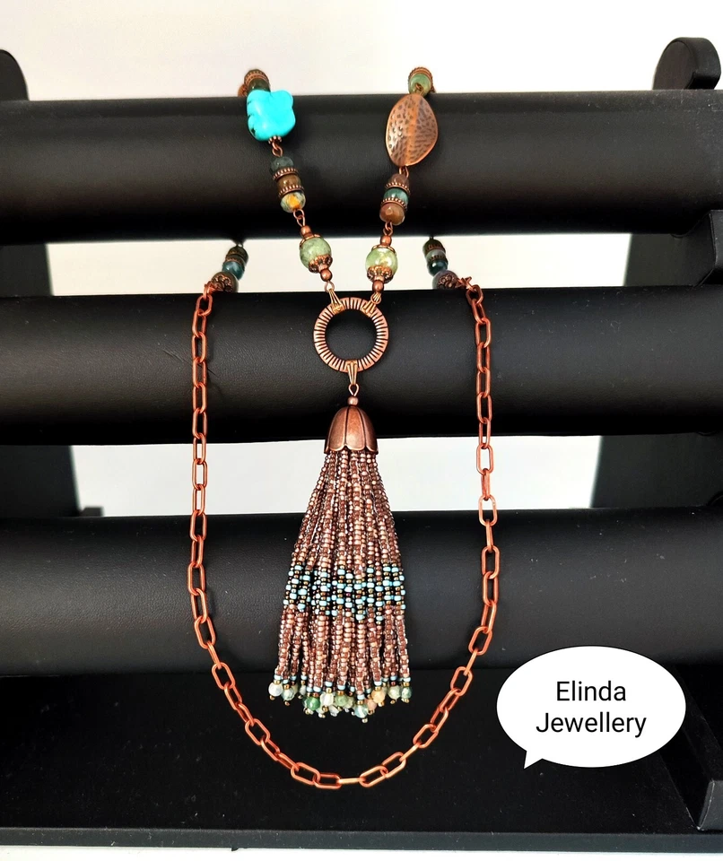 Lange Halskette mit Quaste Anhänger - Bild 1 von 3