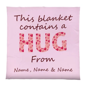 Pink Blanket hug Heart - Personalised Fleece Blanket 150cm x 150cm - Picture 1 of 8