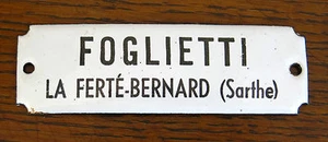 FOGLIETTI, small antique enamelled plaque, LA FERTÉ BERNARD, SARTHE, 72. - Picture 1 of 2