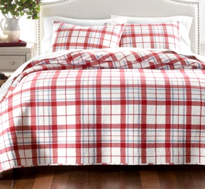 Edredón Martha Stewart para ventana de franela teñida con hilo 100 % algodón, King - solo edredón Foto 1 de 3