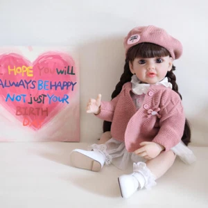21" Lifelike Reborn Baby Doll Full Vinyl Body Girl Newborn Wig Toy Gifts Bath - Picture 1 of 4
