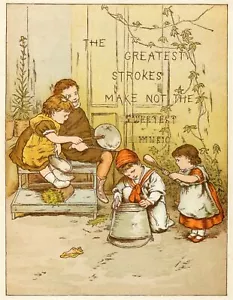 Frühes amerikanisches Sprichwort und Volksspruch 1881 Lizzie Lawson illustrierte Wandkunst - Bild 1 von 4
