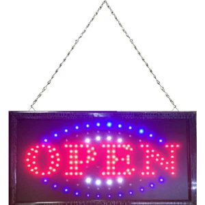 AU NEW OPEN LED NEON SIGN LIGHT Plate for Business Shop Bar Restaurant 48X25cm - Picture 1 of 3