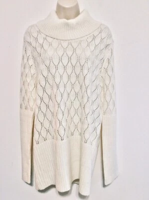 Suéter Nine & Co XL Tejido Abierto Crema Manga Larga Capucha Cuello Acanalado Dobladillo y Manga Foto 1 de 4