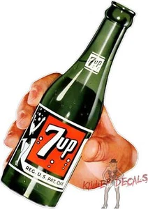 (7UP-406) DECALCOMANIA POP COOLER COCA COLA PEPSI 6" "7UP AND HAND" - Foto 1 di 1