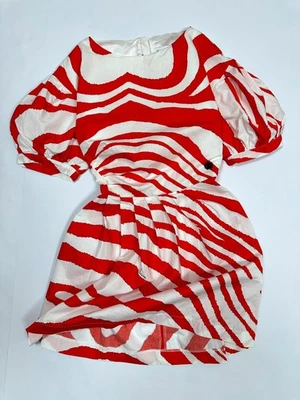 Roberto Cavalli Junior Girl’s Dress Red White Print Puff Sleeve Size S / 10 year - Image 1 of 4