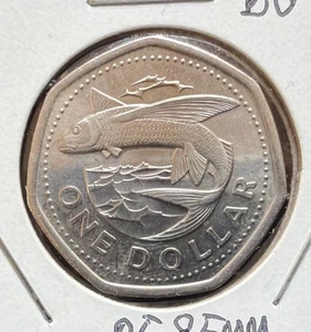2007 Barbados 1 Dollar UNCIRCULATED Copper Nickel Coin-28MM- Flying Fish-KM#14.2 - Picture 1 of 4