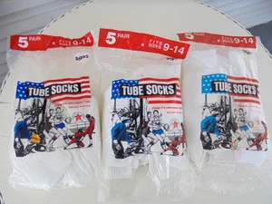 3 Packungen Vintage Schlauch Socken weiß Herren neu aus altem Lagerbestand 15 Paar Gesamtgröße 9-14 USA 1970er - Bild 1 von 5