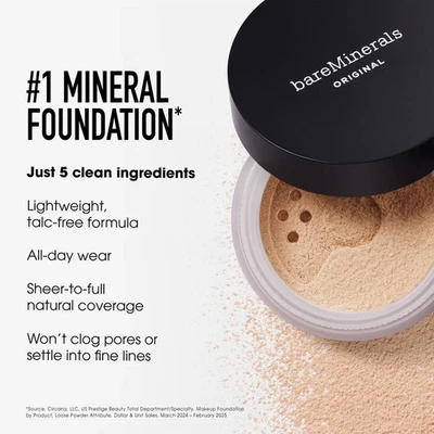 bareMinerals SPF 15 Original Fair 01 Loose Powder Foundation 0.28 oz / 8 G NEW - Image 1 of 3