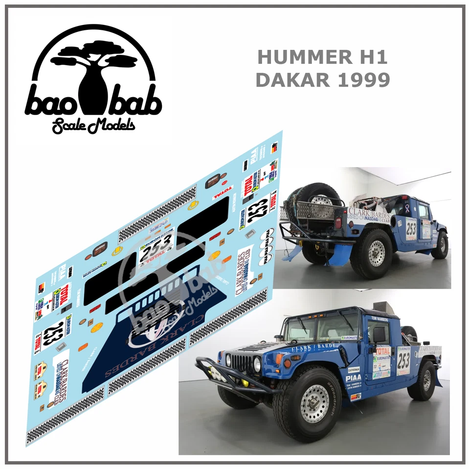 Calcas 1/43 Hummer H1 Dakar 1999 Decals - Immagine 1 di 1