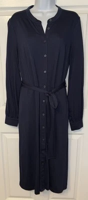 Boden Talla 12L Largo Azul Marino Julia Jersey Cinturón Camisa Vestido Bolsillos Usado en Excelente Condición Foto 1 de 4