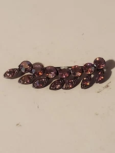 Vintage lila Strass Blatt Brosche ~ silberfarben Zweig Stil Anstecknadel ~... - Bild 1 von 4