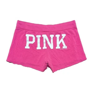 *VINTAGE* Sz SMALL - Victorias Secret PINK Shorts Cutoff Spellout Butt Dog Logo - Picture 1 of 9