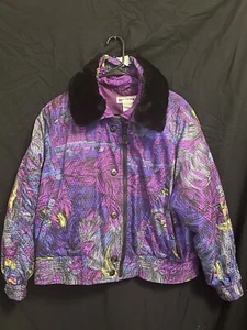 Obermeyer Vintage 90’s Ski Jacket Purple Floral Size 12 - Picture 1 of 4