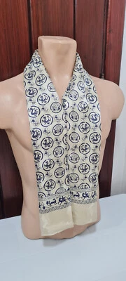 Bufanda china de seda de lujo vintage doble cara beige Foto 1 de 3