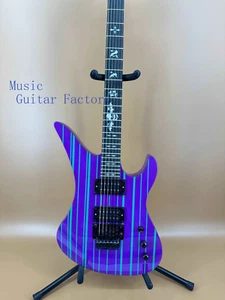 Nuova chitarra elettrica Green Stripes Viola corpo solido Floyd Rose Black Hardware - Foto 1 di 11