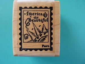 America the Beautiful Faux Postage STAMPINGTON & COMPANY Rubber Stamp  - Picture 1 of 2
