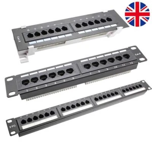 12/24 Ports Network Tool Kit CAT6 Patch Panel RJ45 Networking Wall Mount Rack - Afbeelding 1 van 15
