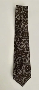 Giorgio Armani Necktie Tie Silk W 57" L Black/White/Olive Cannons & Soldiers - Picture 1 of 5