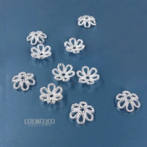10 tapas espaciadoras florales caladas de plata de ley maciza de 6 mm #33834 - Imagen 1 de 3