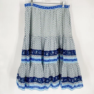 Jcrew Talla L Grande Floral Boho Falda en Niveles Playa Vacaciones Crucero Foto 1 de 4