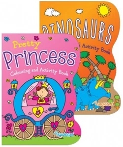2 x Colouring Activity Books Princess & Dinosaur Fun For Kids Activity New - Picture 1 of 6