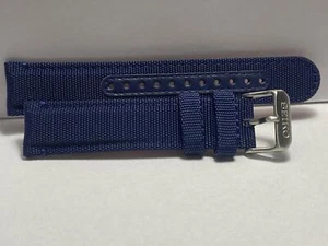 Seiko Military Watchband Blue 20mm Padded Fabric/Leather Band w/Spring Bars - Picture 1 of 3