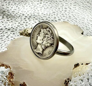 U.S. Mercury Dime Signet Ring Adjustable NEW - Picture 1 of 4