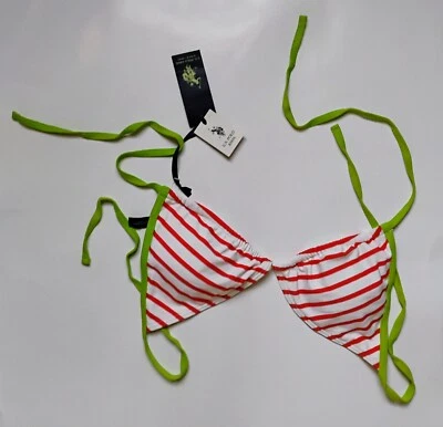 Nuevo con etiquetas U.S. Polo Assn. Top de bikini blanco con rayas rojas talla XL Foto 1 de 4
