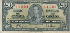 1937 Canada Banknote Coyne Towers $20 Dollars Banknote F/VF
