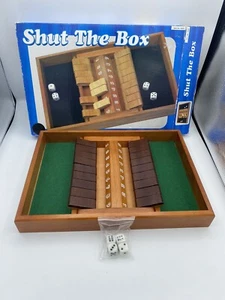 Shut The Box 4 Dice And Numbers Game Strategy Wooden Board 100% Complete - Picture 1 of 12